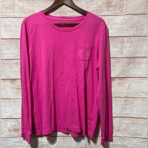 Vineyard Vines Woman’s Pink Long Sleeve Pocket Tee shirt Whale Size Large